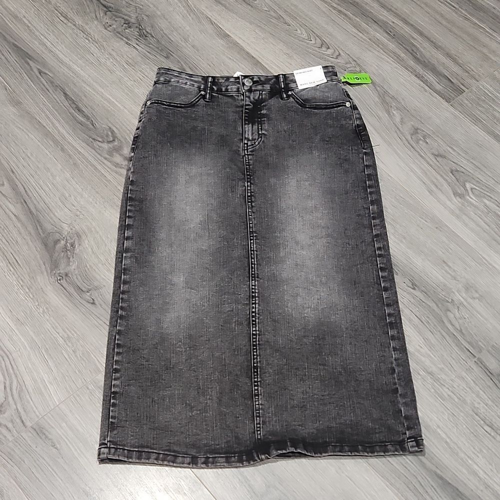 NWT Marc NY Black Washed Maxi Denim Skirt